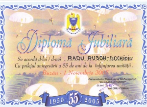 Diploma de onoare acordata lui Radu Rusch